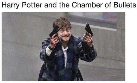 Harry Potter And The Chamber Of Bullets Daniel Radcliffe Holding Two