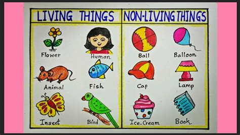 Living Things And Non-living Things Drawing Easy| Living, 60% OFF