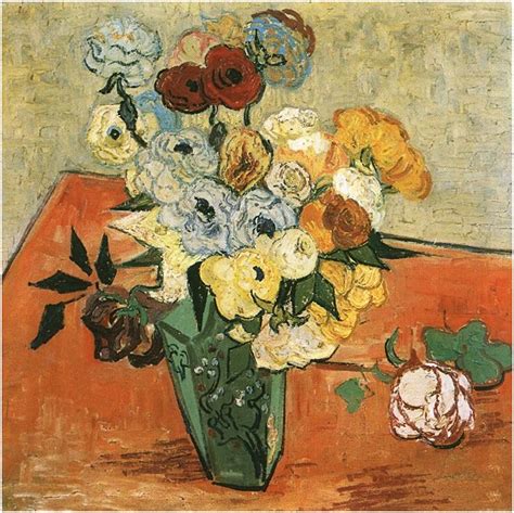 Still Life Japanese Vase With Roses And Anemones By Vincent Van Gogh 576