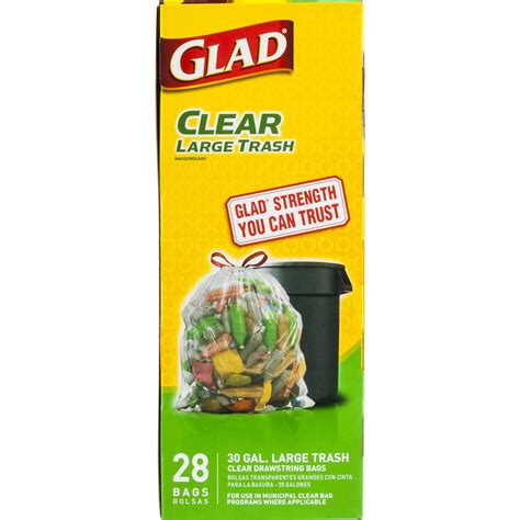 Glad Recycling Large Drawstring Clear Trash Bags - 30 Gallon - 28 ct - Walmart.com