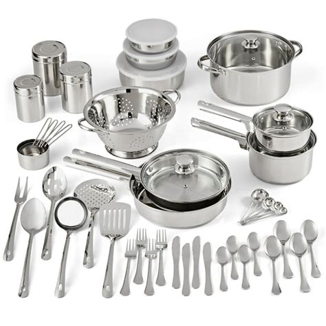 Mainstays Stainless Steel 52 Piece Cookware Combo Set With Kitchen Tools And Flatware Walmart