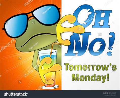 Tomorrow Monday Quotes Sad Frog 3d Stock Illustration 1074643367