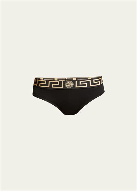 Versace Greca Logo Band Cotton Bikini Briefs Bergdorf Goodman
