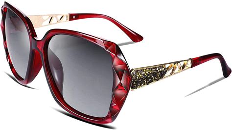 Feisedy Polarized Women Square Sunglasses Sparkling Composite Shiny