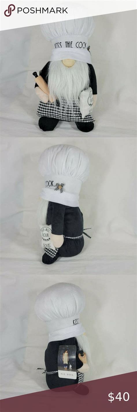 Rae Dunn Kiss The Cook Gnome Plush Decor Weighted Appreciation Gift New