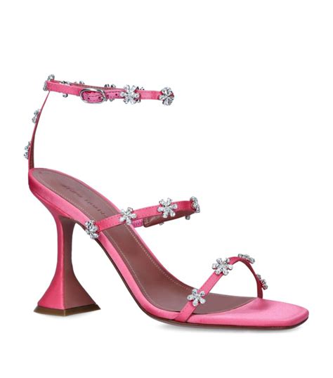 Womens Amina Muaddi Pink Satin Lily Heeled Sandals 95 Harrods UK