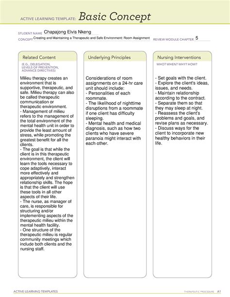 Therapeutic Environment Basic Concept Active Learning Templates