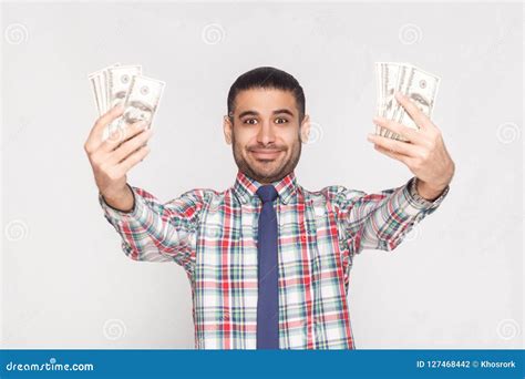 Portrait Of Satisfied Bragging Handsome Young Businessman In Che Stock