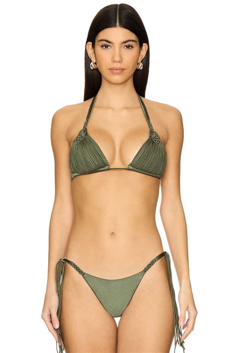PQ Mila Triangle Bikini Top In Olive REVOLVE