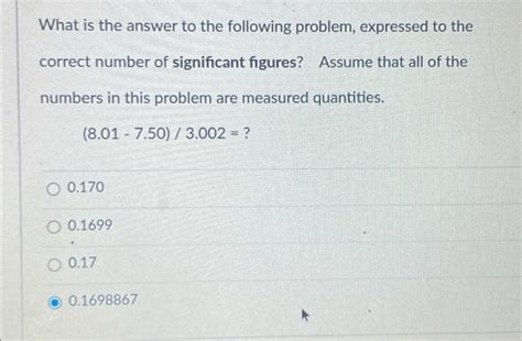 Solved What Is The Answer To The Following Problem