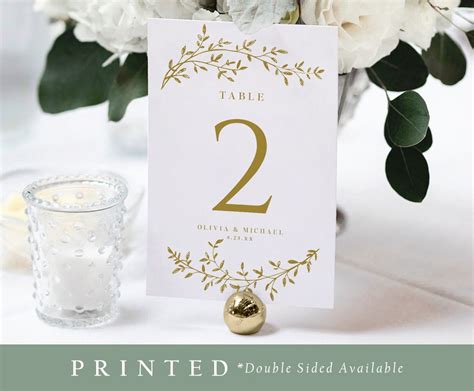 Gold Table Numbers Printed Table Numbers Table Cards Wedding Table Card