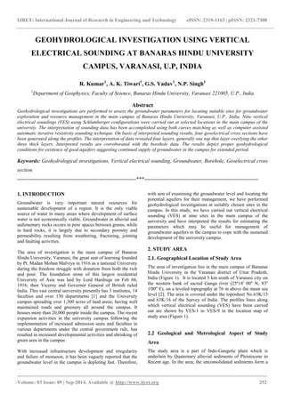 Geohydrological Investigation Using Vertical Electrical Sounding At