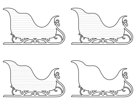 Free Printable Elegant Santa Sleigh Shaped Writing Templates