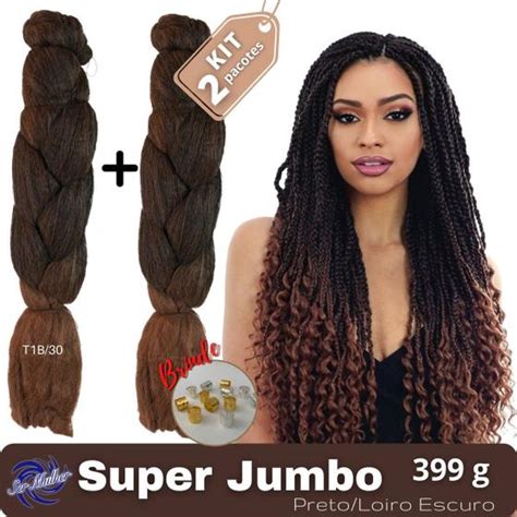 KIT de 2 Pacotes Super Jumbo Ser Mulher Cores Ombrés Para Tranças Box