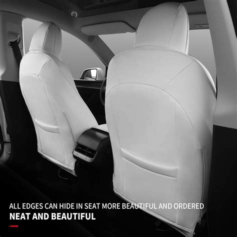 Xipoo Fit Tesla Model Y Seat Cover Nappa Leather Car Seat Covers Fully Wrapped Seat Protector