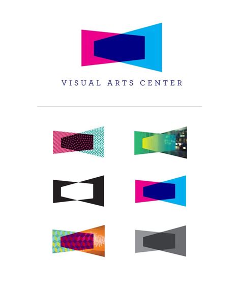 The Visual Arts Center Logo Is Shown In Different Colors And Shapes