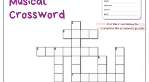 Musical Crossword Puzzle Part 2 The Musical Me