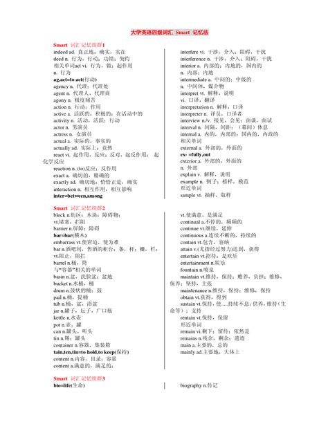 大学英语四级词汇smart记忆法word文档在线阅读与下载无忧文档