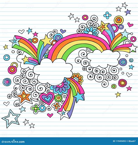 Psychedelic Rainbow Notebook Doodle Vector Stock Vector - Illustration of psychedelic, doodle ...