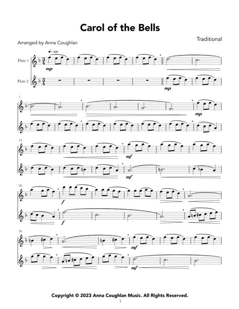 Carol Of The Bells Arr Anna Coughlan By Traditional Ukrainian Sheet