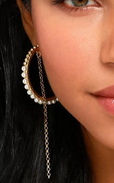 Good Pearl Gone Bad Gold Hoop Earrings BestFashionHQ