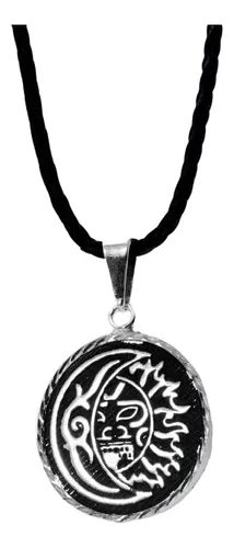 Collar De Hombre O Mujer Dije Sol Luna Maya Azteca En Plata