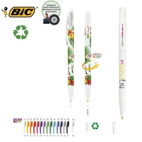 Stylo Publicitaire Personnalisable Recycl De Bic Media Clic Opaque Blanc