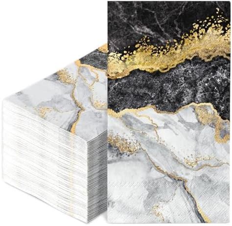 Amazon JarThenaAMCS 100Pcs Marble Guest Napkins Black Gold Marble