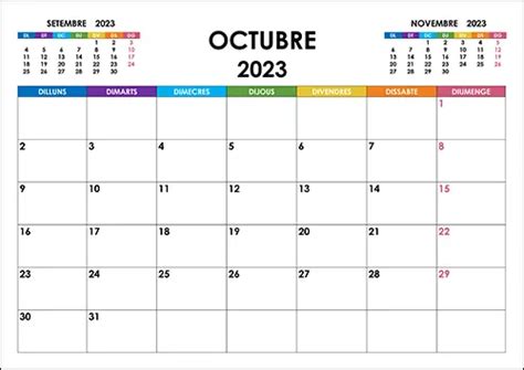 Calendari Octubre 2023 Calendarissu Calendaris En Català