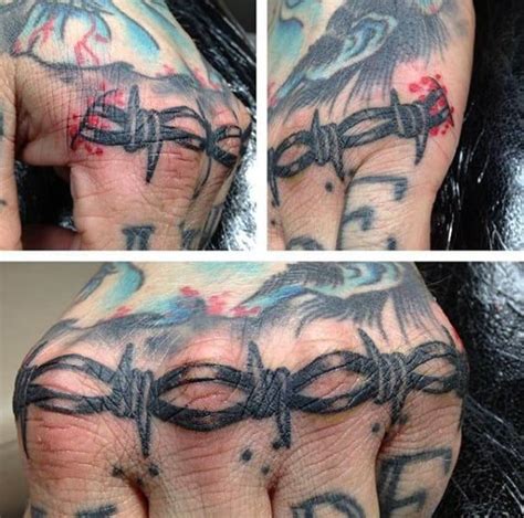 Awesome Barbed Wire Tattoo Designs For Men Knuckle Tattoos Hand