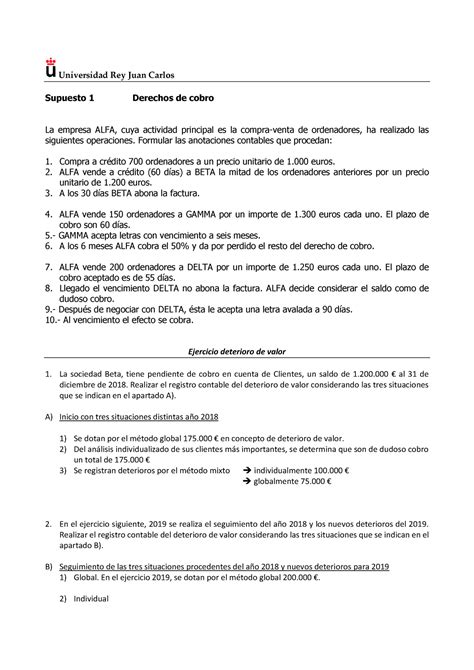 Supuesto Derechos De Cobro Universidad Rey Juan Carlos Supuesto