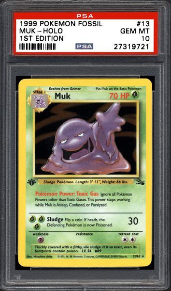 1999 Nintendo Pokemon Fossil Muk Holo 1st Edition Psa Cardfacts®