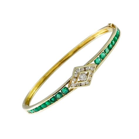 14 Karat Emerald Diamond Gold Bracelet At 1stdibs