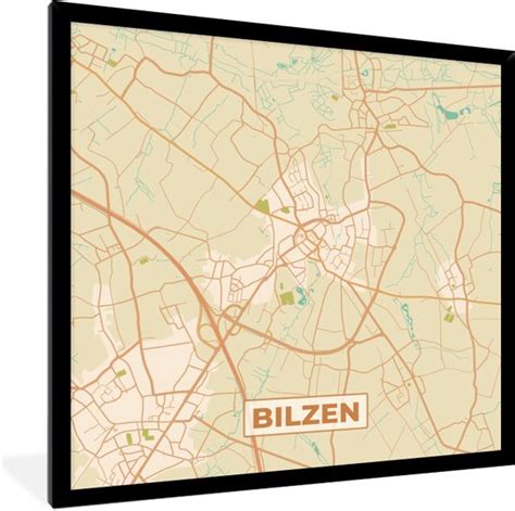 Fotolijst Incl Poster Kaart Plattegrond Vintage Bilzen