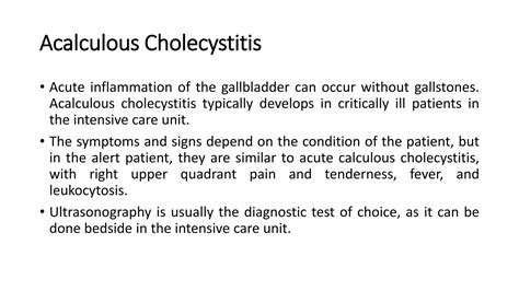 Acalculous Cholecystitis Pptx Acalculous Cholecystitis Is Defined As Cholecystitis That Occurs