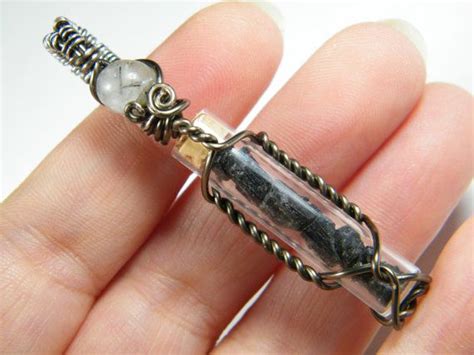 Tourmaline Wire Wrapped Vial Of Black Tourmaline Crystals Etsy