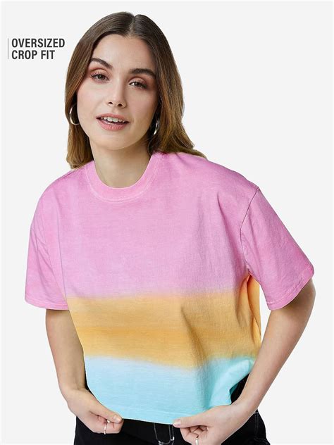 Buy Tie Dye Dawn Women Oversized Cropped T Shirts Online At The Souled