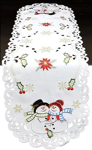 Amazon Creative Linens Holiday Christmas Table Runner Embroidered