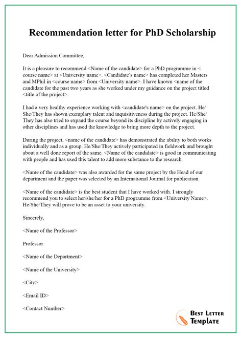 Recommendation-letter-for-PhD-Scholarship – Best Letter Template