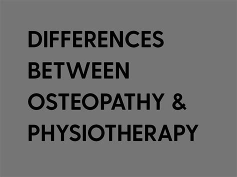 What Is The Difference Between Osteopathy And Physiotherapy