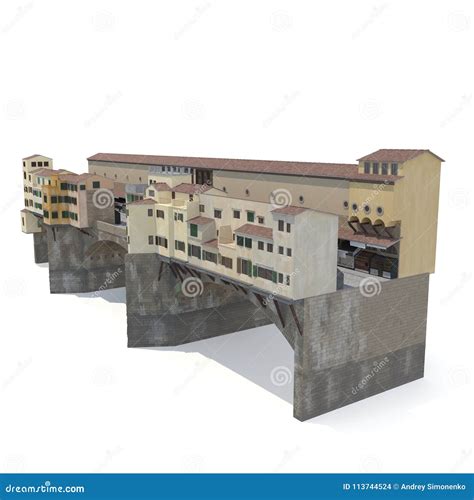 Ponte Vecchio Bridge Florence On White. 3D Illustration Stock ...