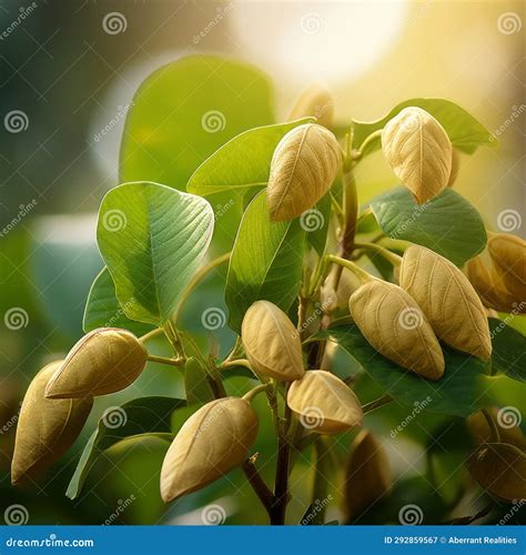 A Close Up of a Tree with Leaves and Fruit on it Stock Illustration ...