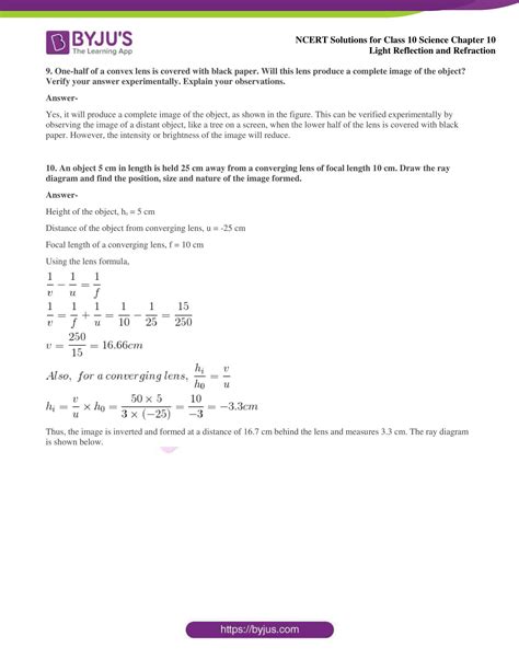 NCERT Solutions For Class 10 Science Chapter 10 Light Reflection And