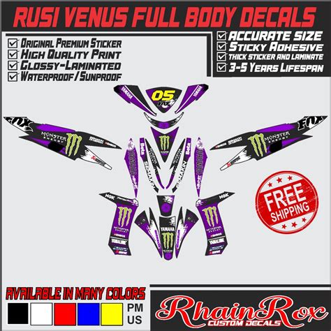 Rusi Venus Full Body Decals Printed Laminated Original Sticker Shopee