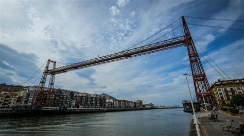 Vizcaya Bridge in Bilbao (Spain). Built in 1893, it is the oldest transporter bridge in the ...