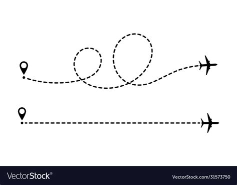 Airplane Line Path Route Royalty Free Vector Image