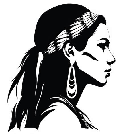 Premium AI Image Minimal Black And White Lakota Woman Silhouette