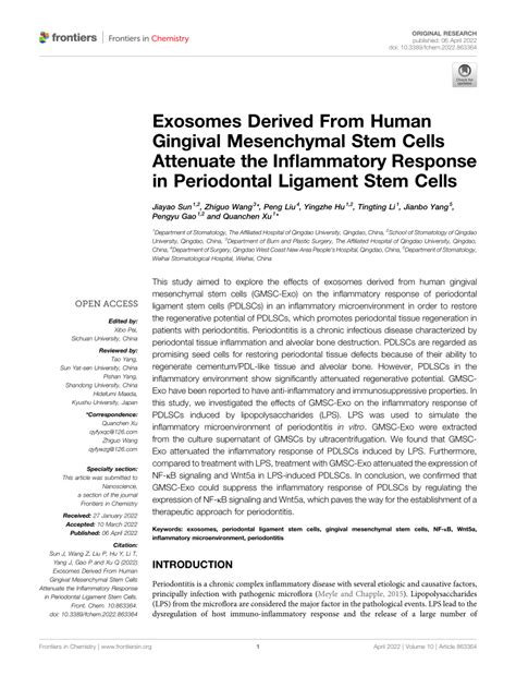 Pdf Exosomes Derived From Human Gingival Mesenchymal Stem Cells