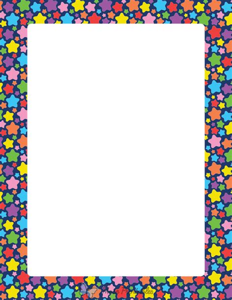 Printable Rainbow Star Page Border