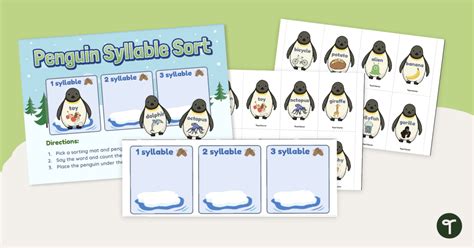 Penguin Syllable Sorting Activity Teach Starter